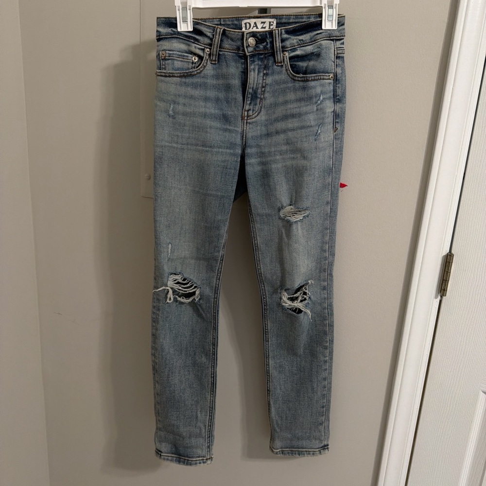 Daze Women's Blue Distressed Jeans